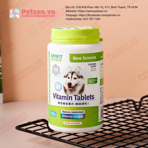 Viên vitamin Spirit Vitamin Tablets bổ sung khoáng chất, cải thiện biếng ăn cho chó lọ 160g